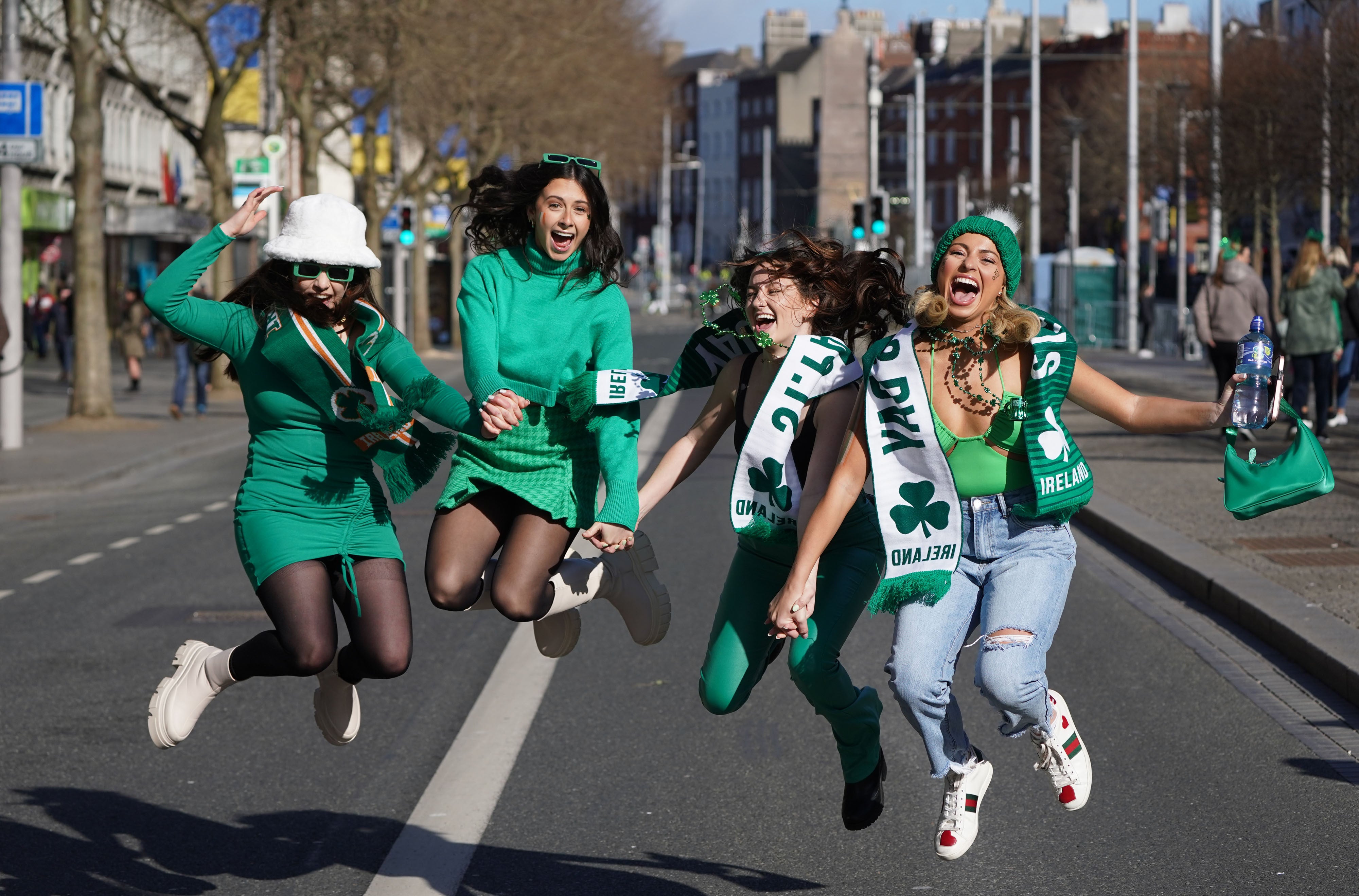Visitors from the US ahead of the St Patrick’s Day Parade in Dublin (Brian Lawless/PA)