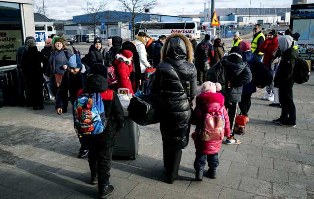 <p>Refugees from Ukraine arrive in Poland (Johan Nilsson/TT News Agency via AP)</p>