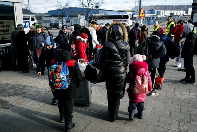 <p>Refugees from Ukraine arrive in Poland (Johan Nilsson/TT News Agency via AP)</p>