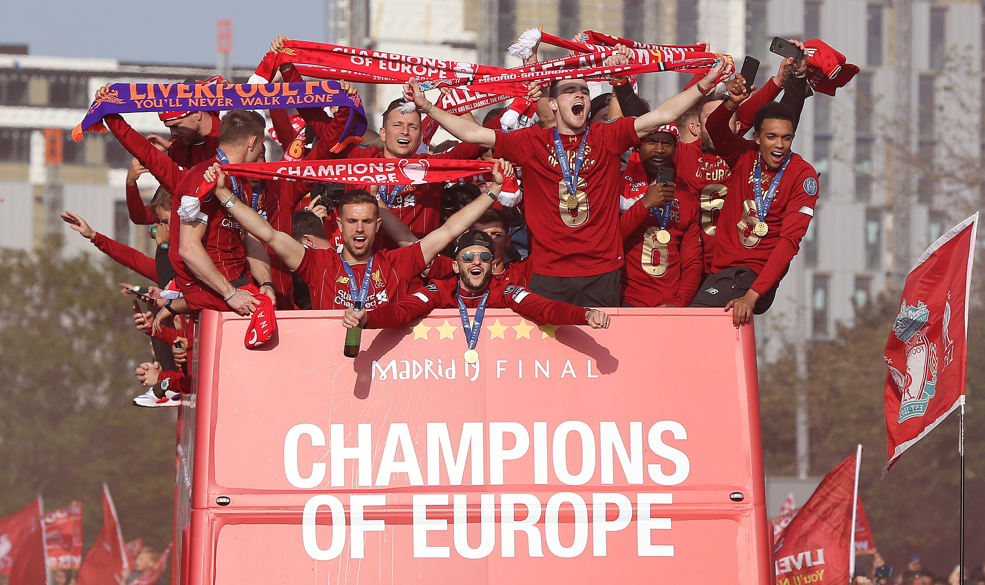Liverpool celebrate their 2019 Champions League success (Barrington Coombs/PA)