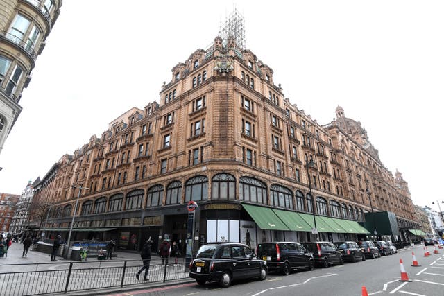 <p>A view of Harrods in Knightsbridge (Kirsty O’Connor/PA)</p>