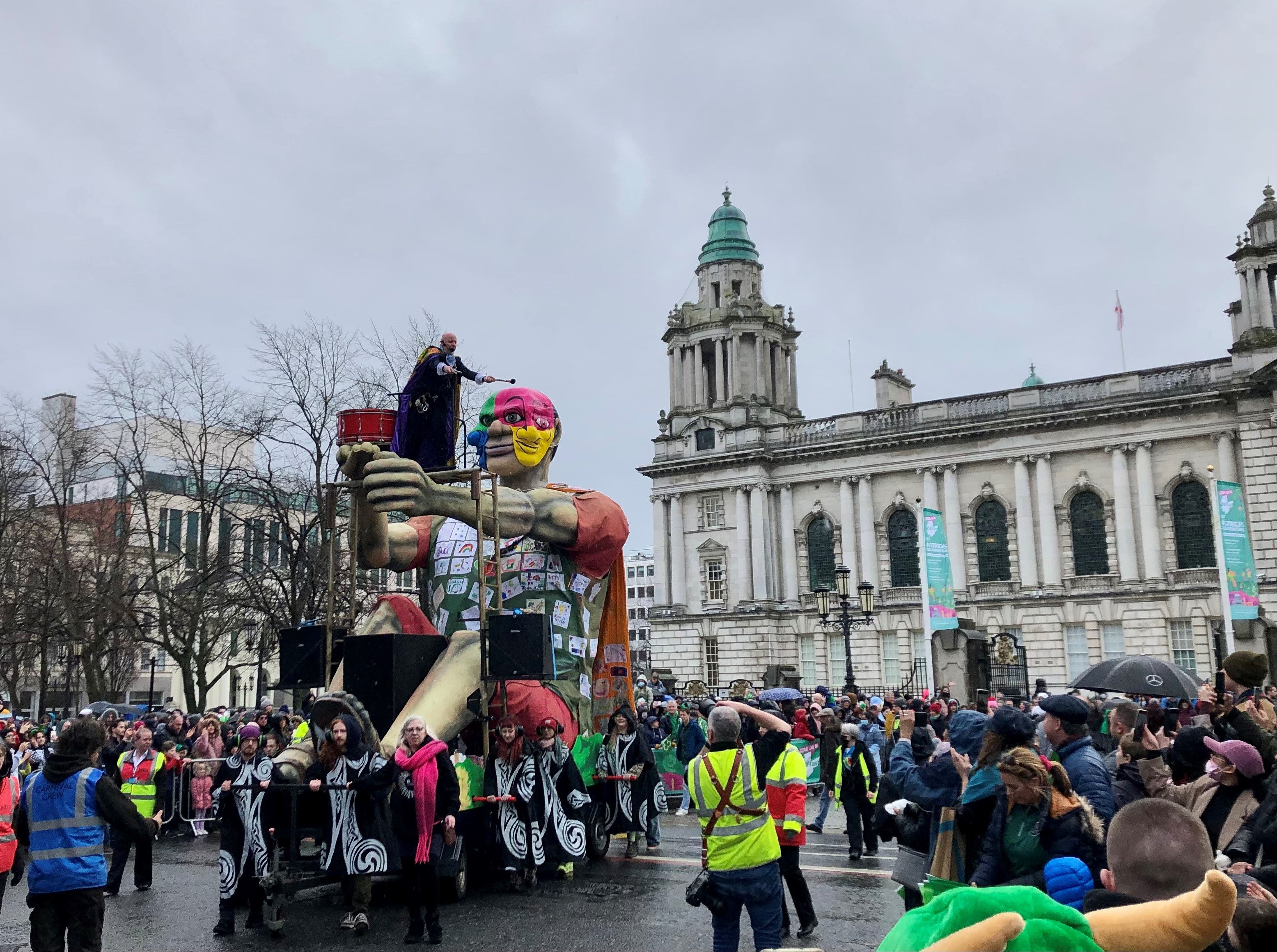 Rain failed to dampen spirits in Belfast as the St Patrick’s Day parade returned to the city after a three-year absenc (David Young/PA)