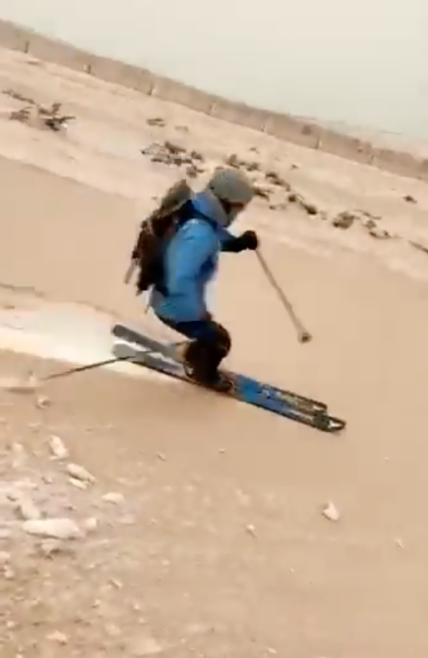 Skiers made the most of the Martian-looking slopes