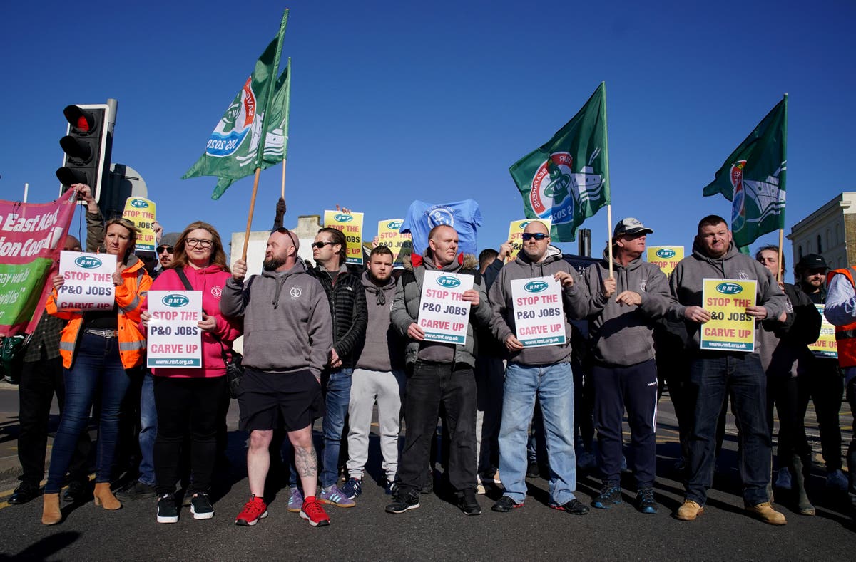 P&O workers block road to Port of Dover in jobs protest