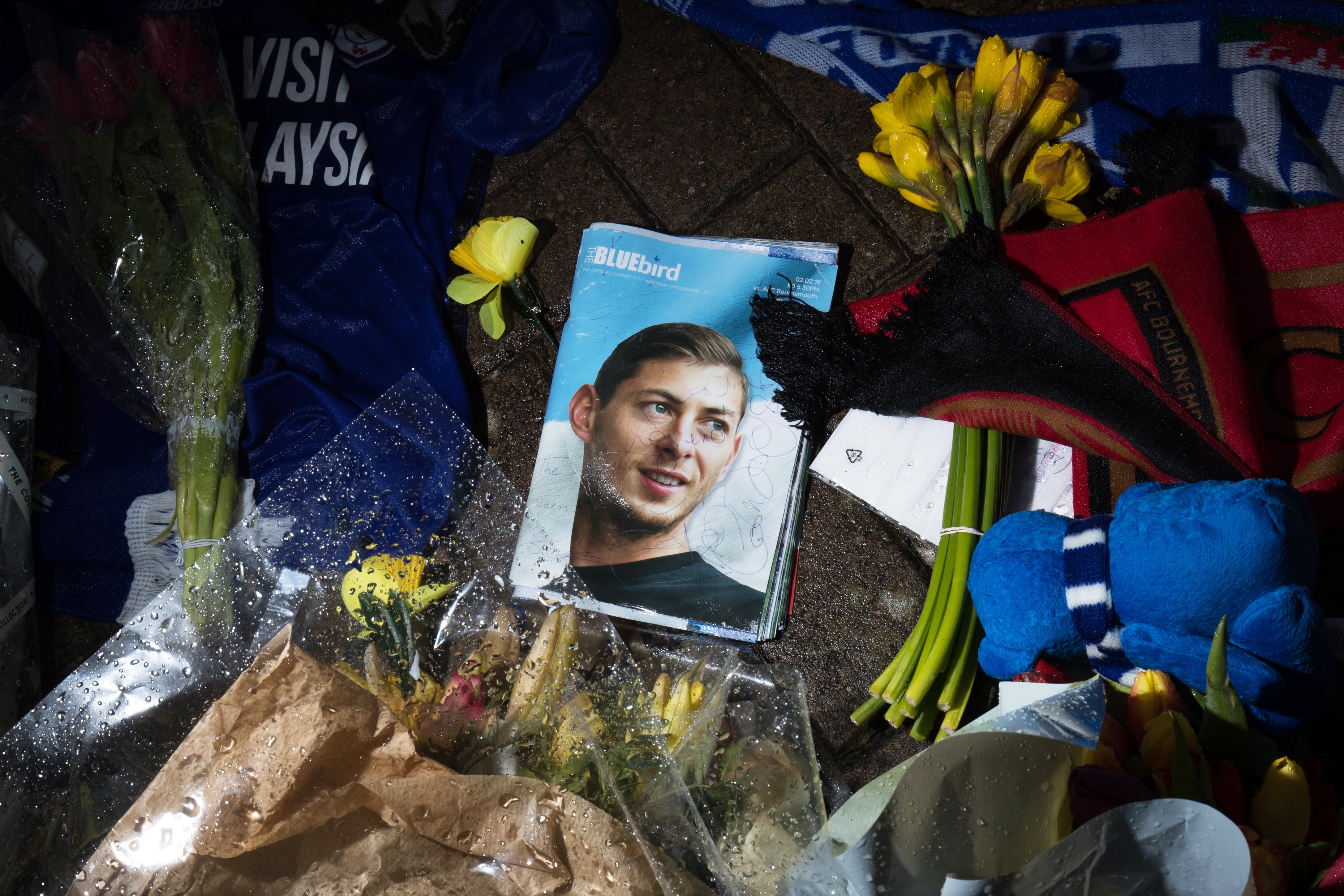 Tributes were left to Emiliano Sala outside Cardiff City’s stadium (Aaron Chown/PA)