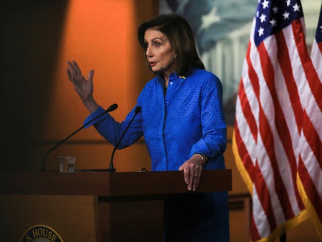 <p>U.S. Speaker of the House Nancy Pelosi (D-CA) holds her weekly news conference with Capitol Hill reporters in Washington, U.S., March 17, 2022</p>