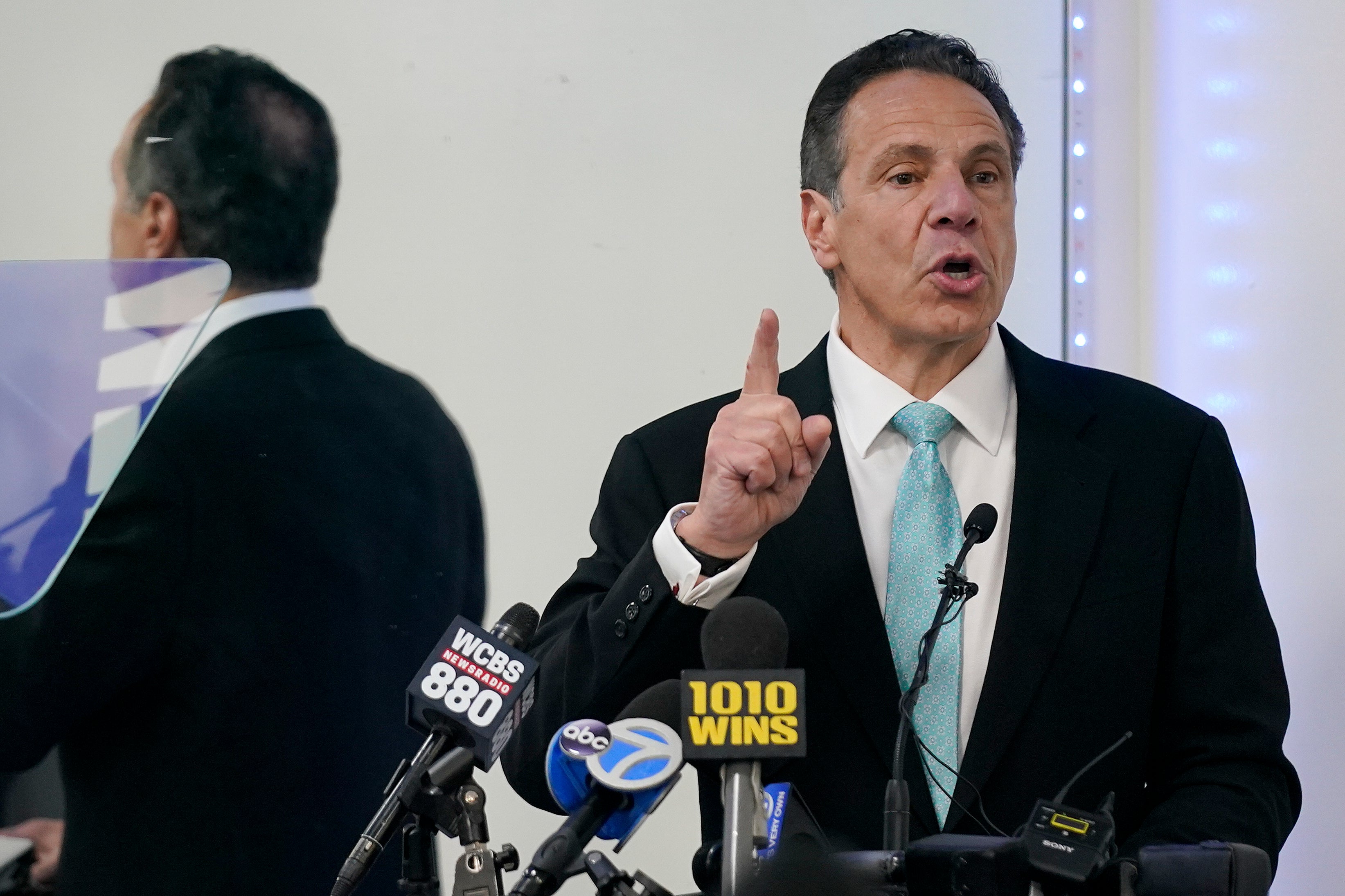 Former New York Governor Andrew Cuomo speaks during a New York Hispanic Clergy Organization event in March 2022