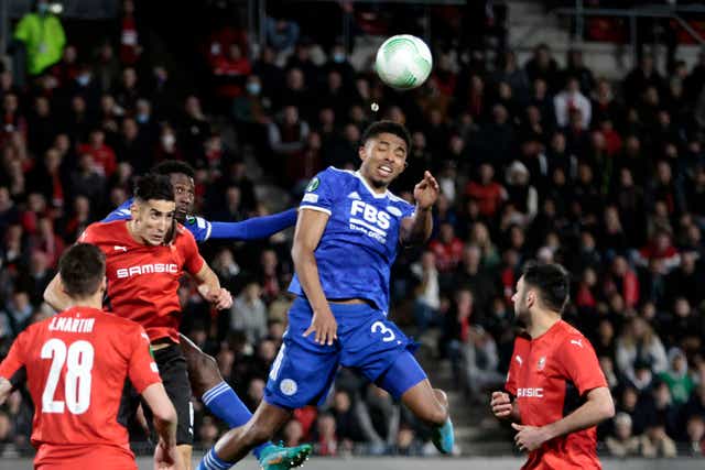 Wesley Fofana’s goal sent Leicester through (Jeremias Gonzalez/AP)