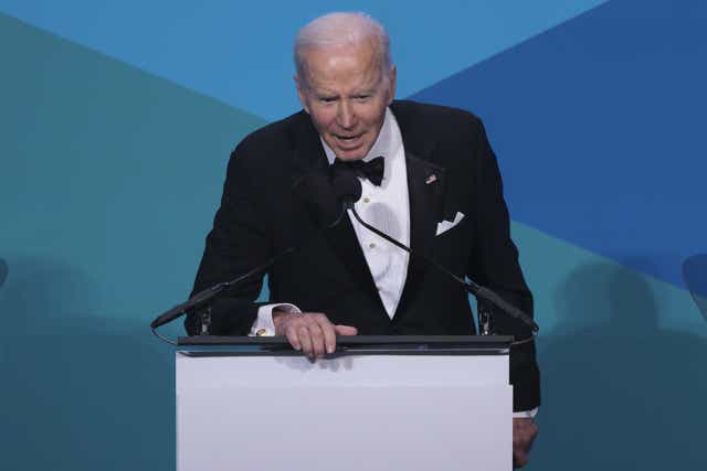 US President Joe Biden speaks at the Ireland Funds gala (Oliver Contreras/PA)