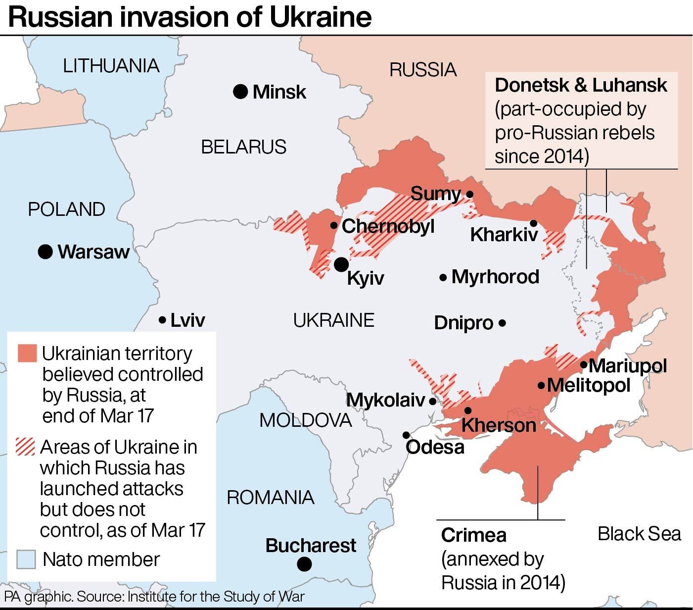 The extent of Russia’s invasion of Ukraine