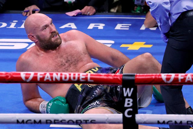 <p>Tyson Fury in his most recent fight, against Deontay Wilder</p>