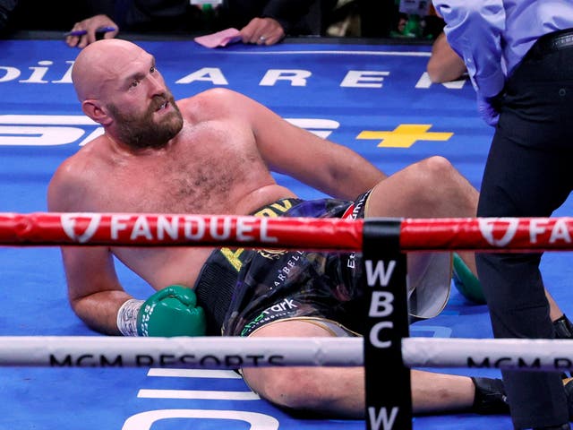 <p>Tyson Fury in his most recent fight, against Deontay Wilder</p>