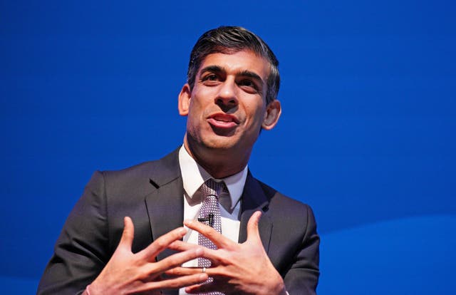 Rishi Sunak addressed the conference in Aberdeen by video-link (Peter Byrne/PA)