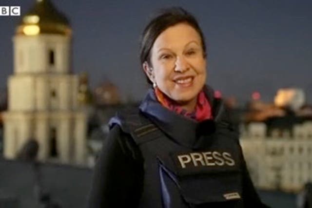 <p>BBC’s Lyse Doucet smiles as she describes how the bells reassure people that ‘all is not lost’ amid the devastation of the war</p>