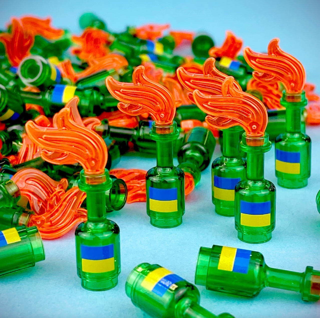 Molotov cocktails created by Lego artist Joe Trupia at Citizen Design