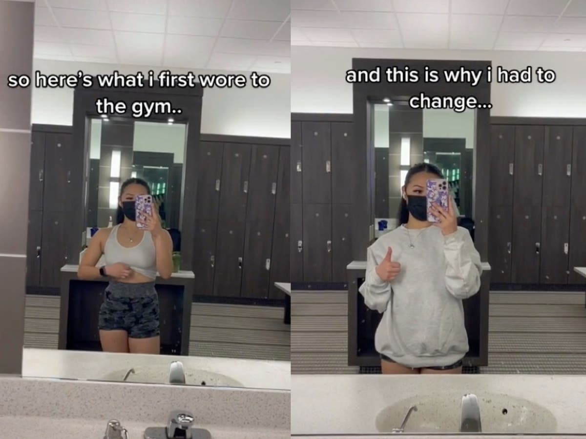 Woman reveals she changed into oversized sweatshirt after she learned man at gym was taking photos of her Woman reveals she changed into oversized sweatshirt after she learned man at gym was taking photos of her