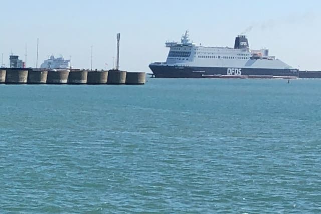 <p>All at sea: a DFDS ferry arriving in Dover, carrying some passengers who were booked on P&O Ferries</p>