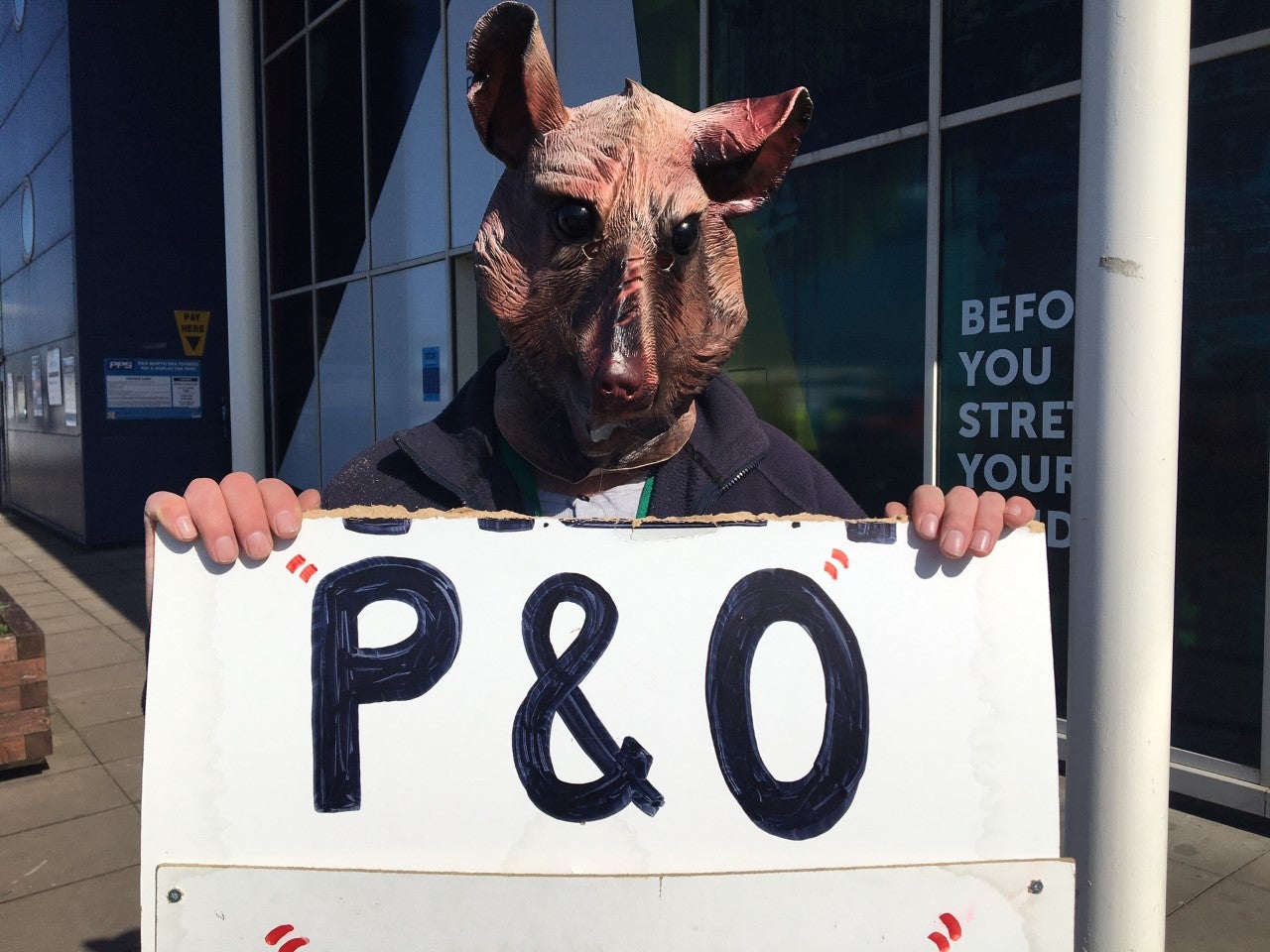 Neil Dawson joined the demonstration dressed as a ship rat