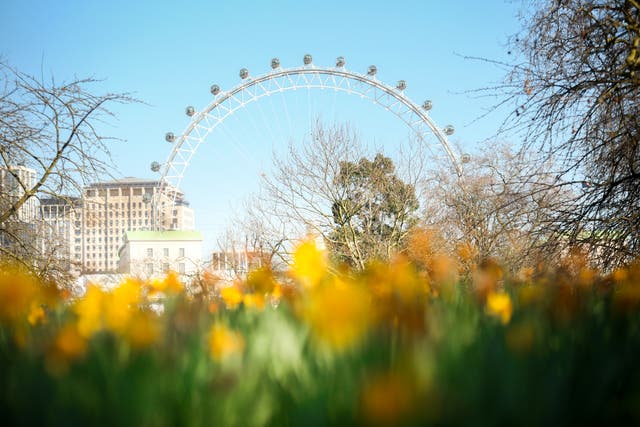 The London Eye can be seen from St James’ Park, central London (James Manning/PA)