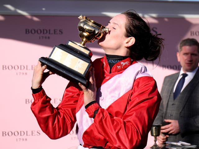 <p>Blackmore becomes the first woman to ride a Gold Cup winner</p>