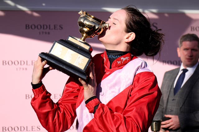 <p>Blackmore becomes the first woman to ride a Gold Cup winner</p>