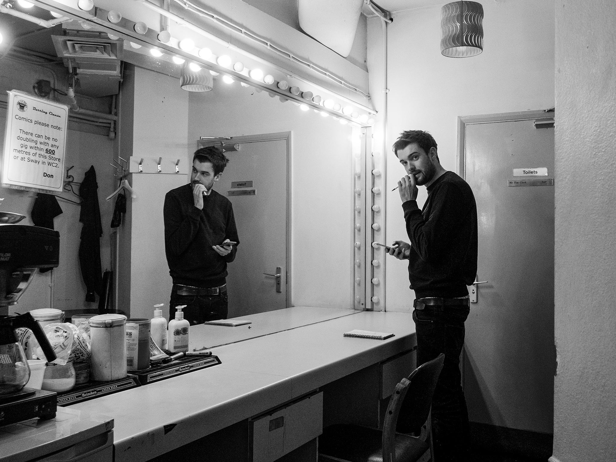 Jack Whitehall looking pensive before taking to the stage