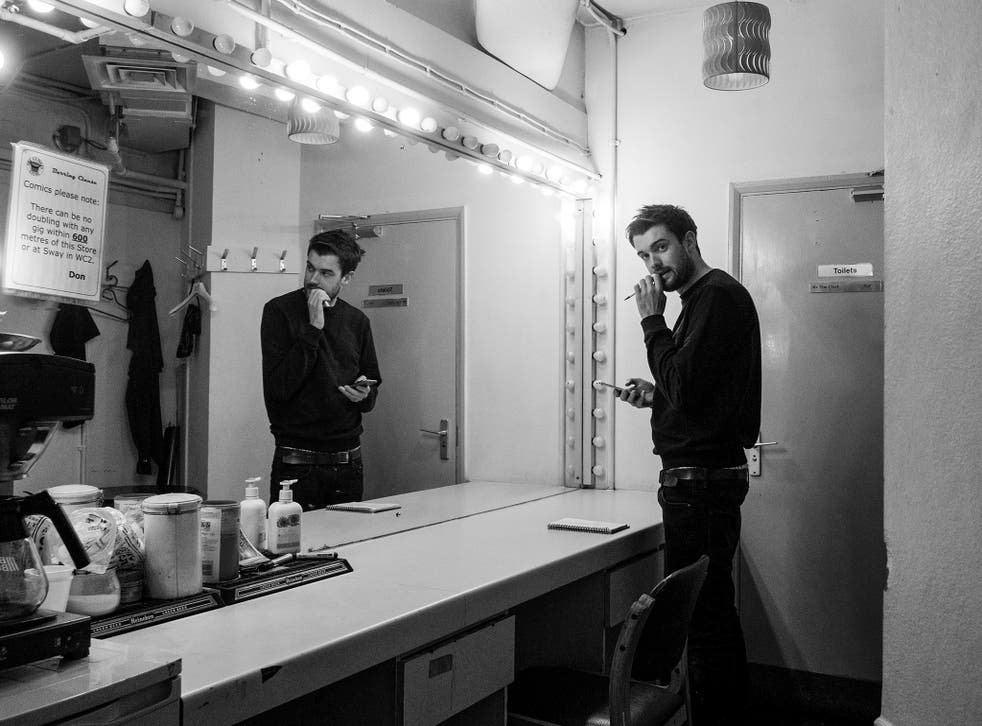 <p>Jack Whitehall looking pensive before taking to the stage</p>