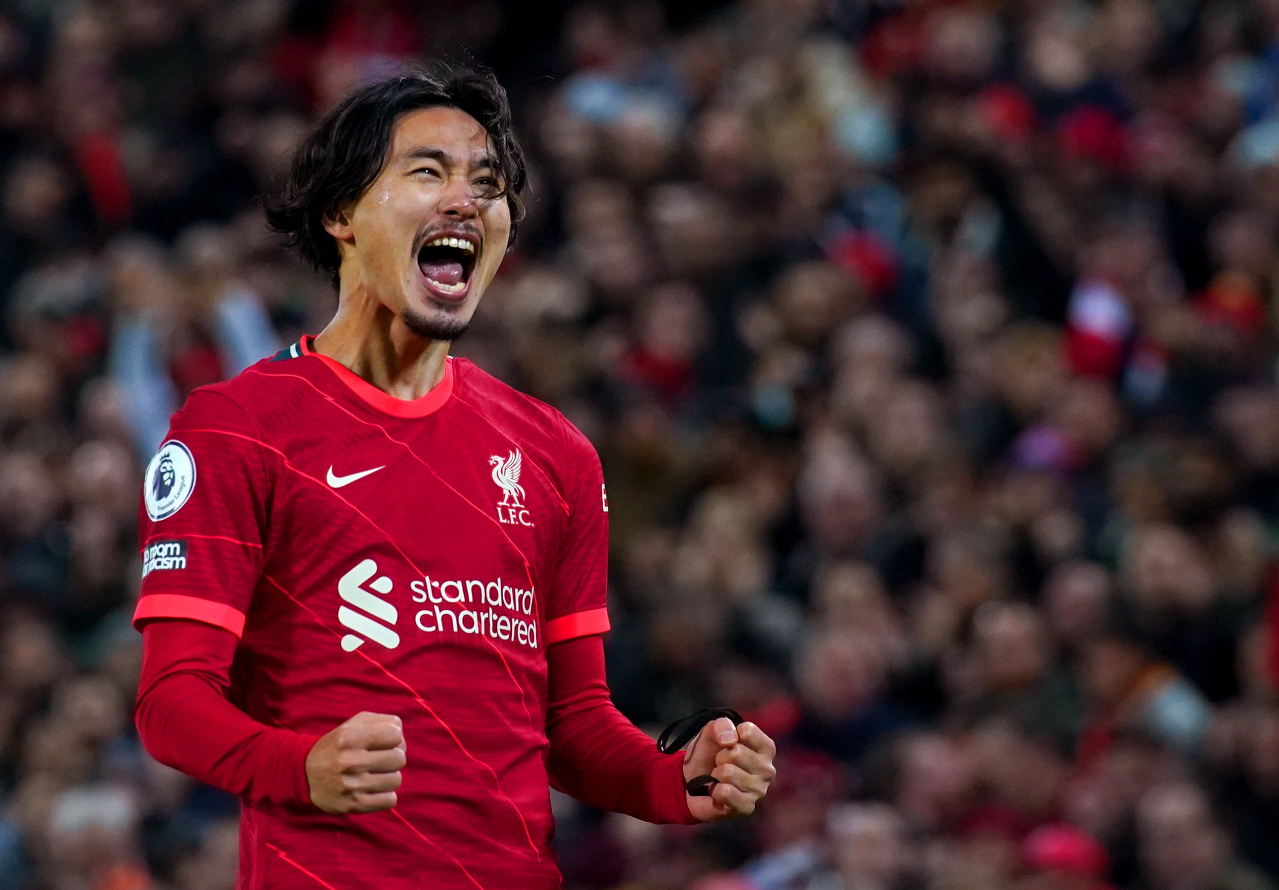 Liverpool’s cup specialist Takumi Minamino could get a run out at Nottingham Forest (Peter Byrne/PA)