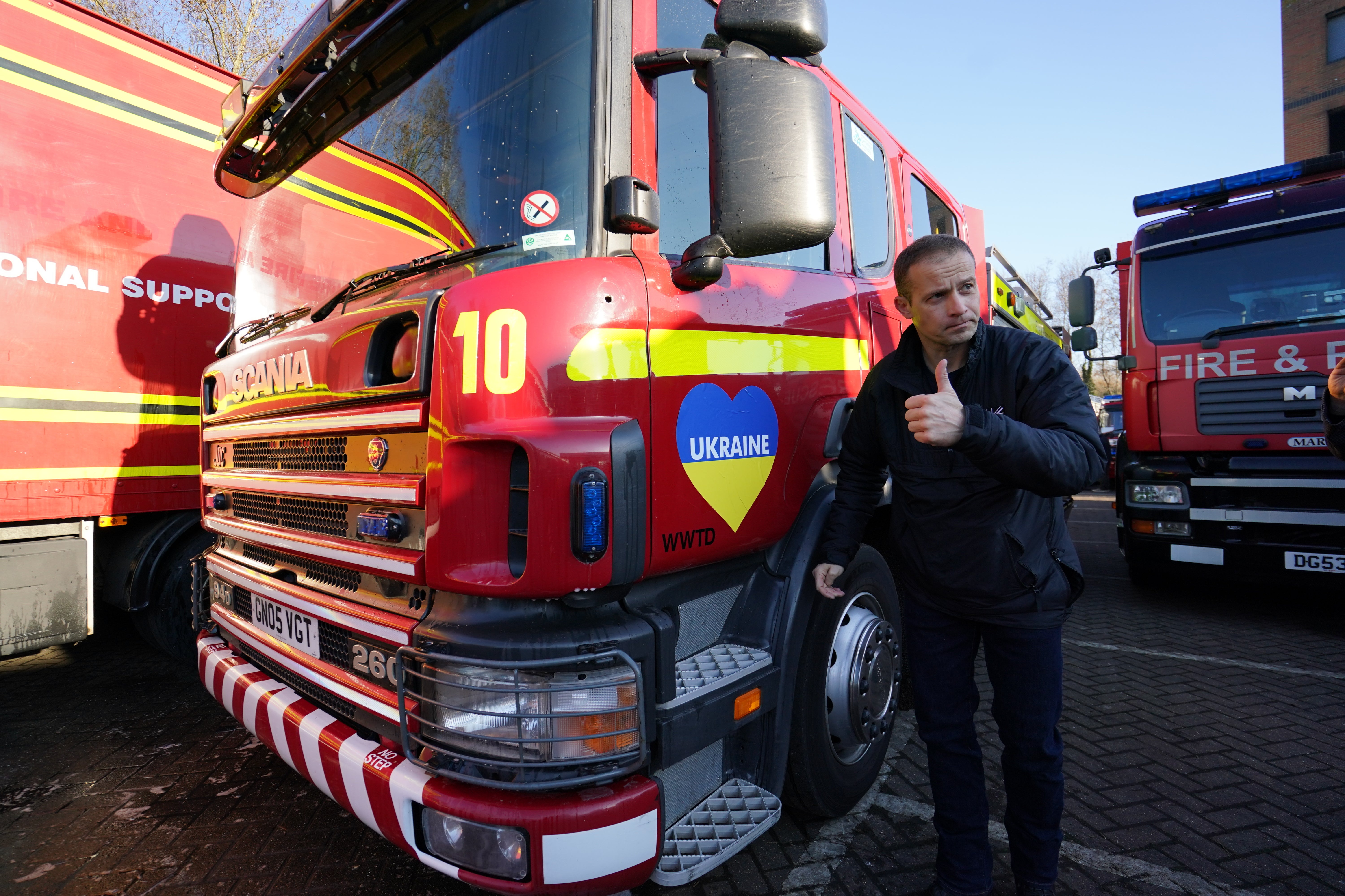 Donated kit includes generators, hoses and several fire trucks (Gareth Fuller/PA)