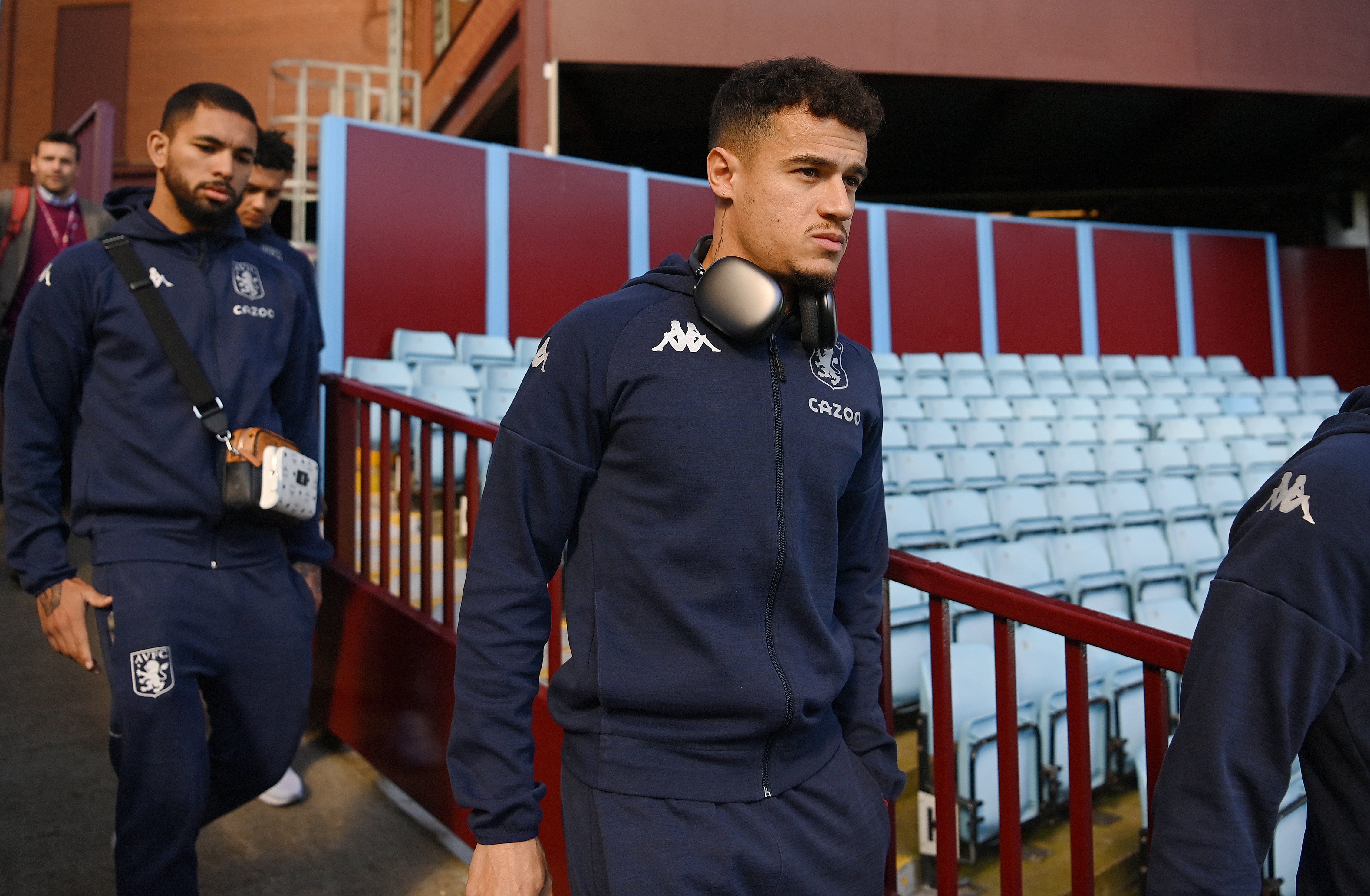 Philippe Coutinho arrives at Villa Park for the game