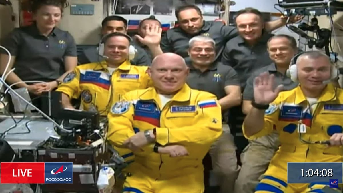 &lsquo;Sometimes yellow is just yellow&rsquo;: Russia denies that cosmonauts wore Ukrainian colours to show support