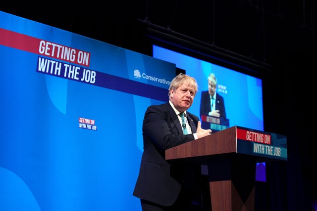 Prime Minister Boris Johnson speaking at the Conservative Party spring forum (Peter Byrne/PA)