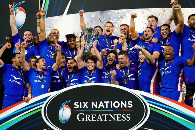 France lift the Six Nations trophy (Adam Davy/PA)