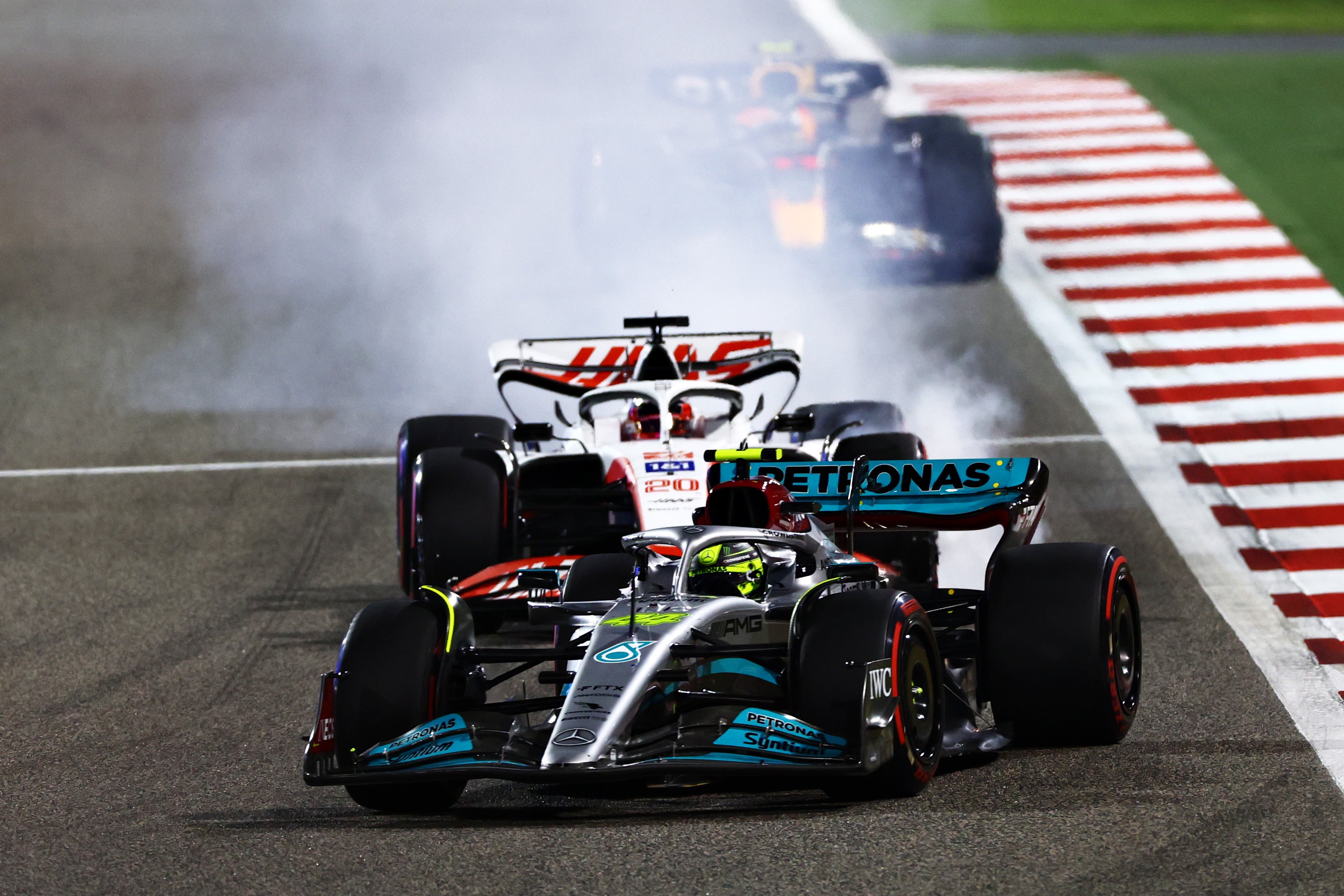 Lewis Hamilton finished third at the Bahrain Grand Prix, one place ahead of teammate George Russell