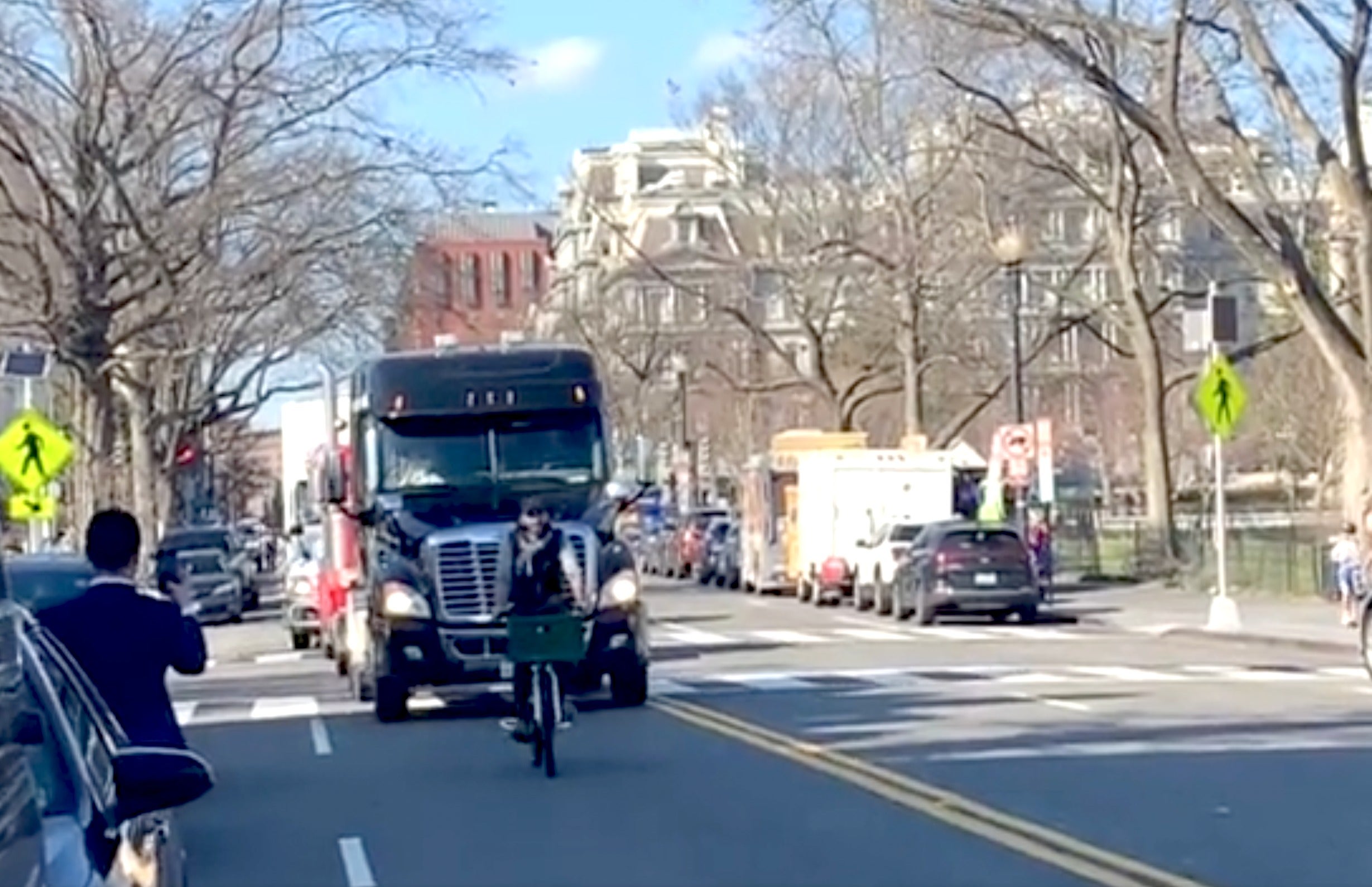 The People’s Convoy trucker protest was reduced to a slow crawl in Washington DC by one man on a bike