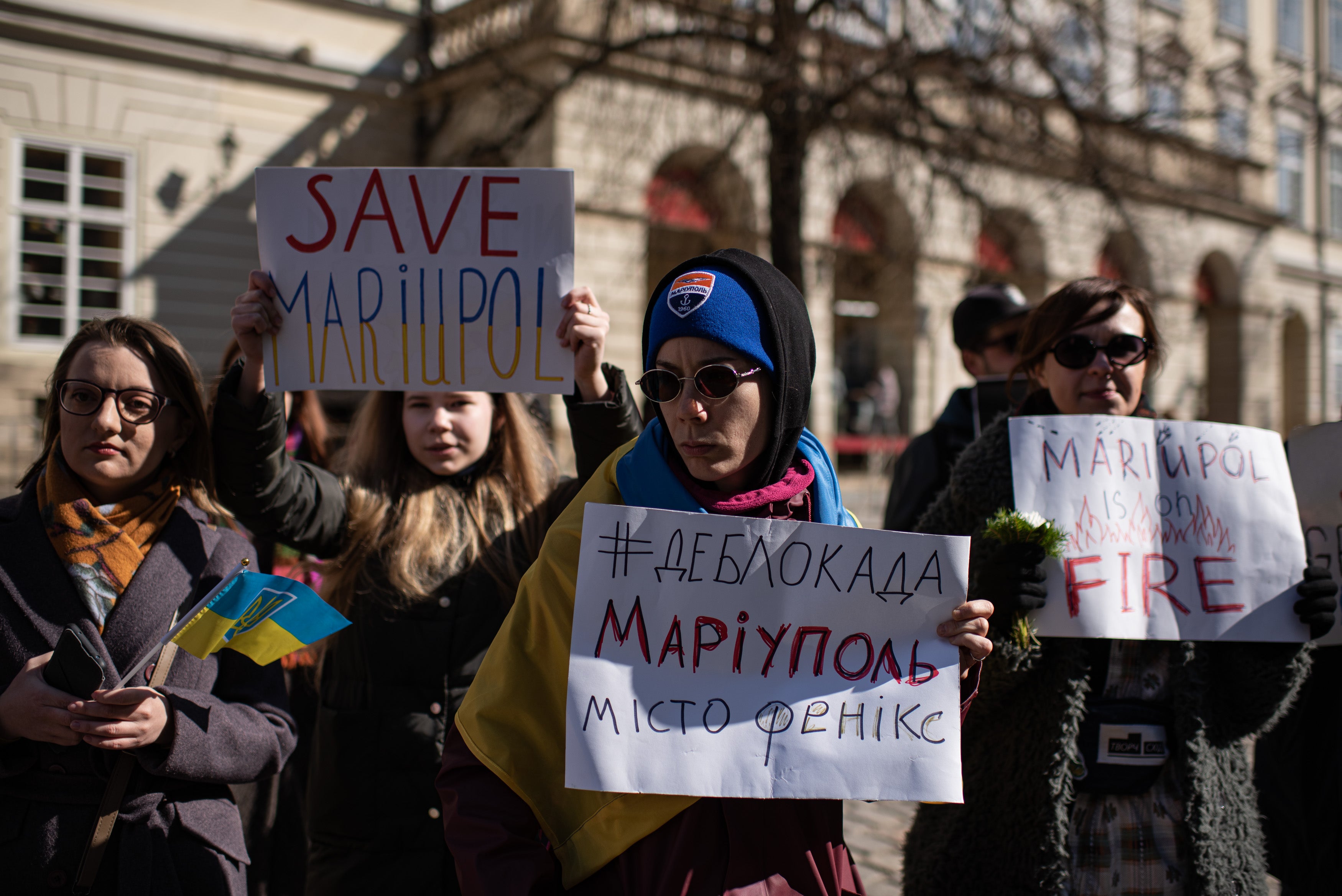 Ukrainians in Lviv take part in action in support of the residents and defenders of Mariupol