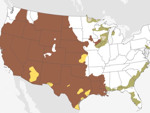 A map of likely drought conditions released by the US government