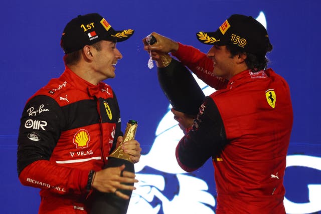 <p>Charles Leclerc (left) kicked off the new Formula 1 season with victory in Bahrain </p>