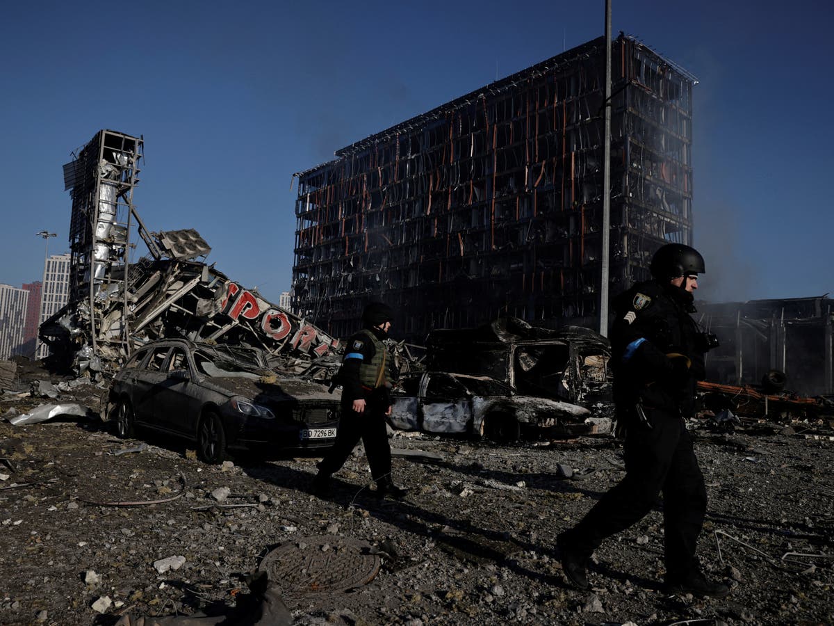 Russia bombs Kyiv shopping centre ‘killing eight people’ as fireball engulfs mall