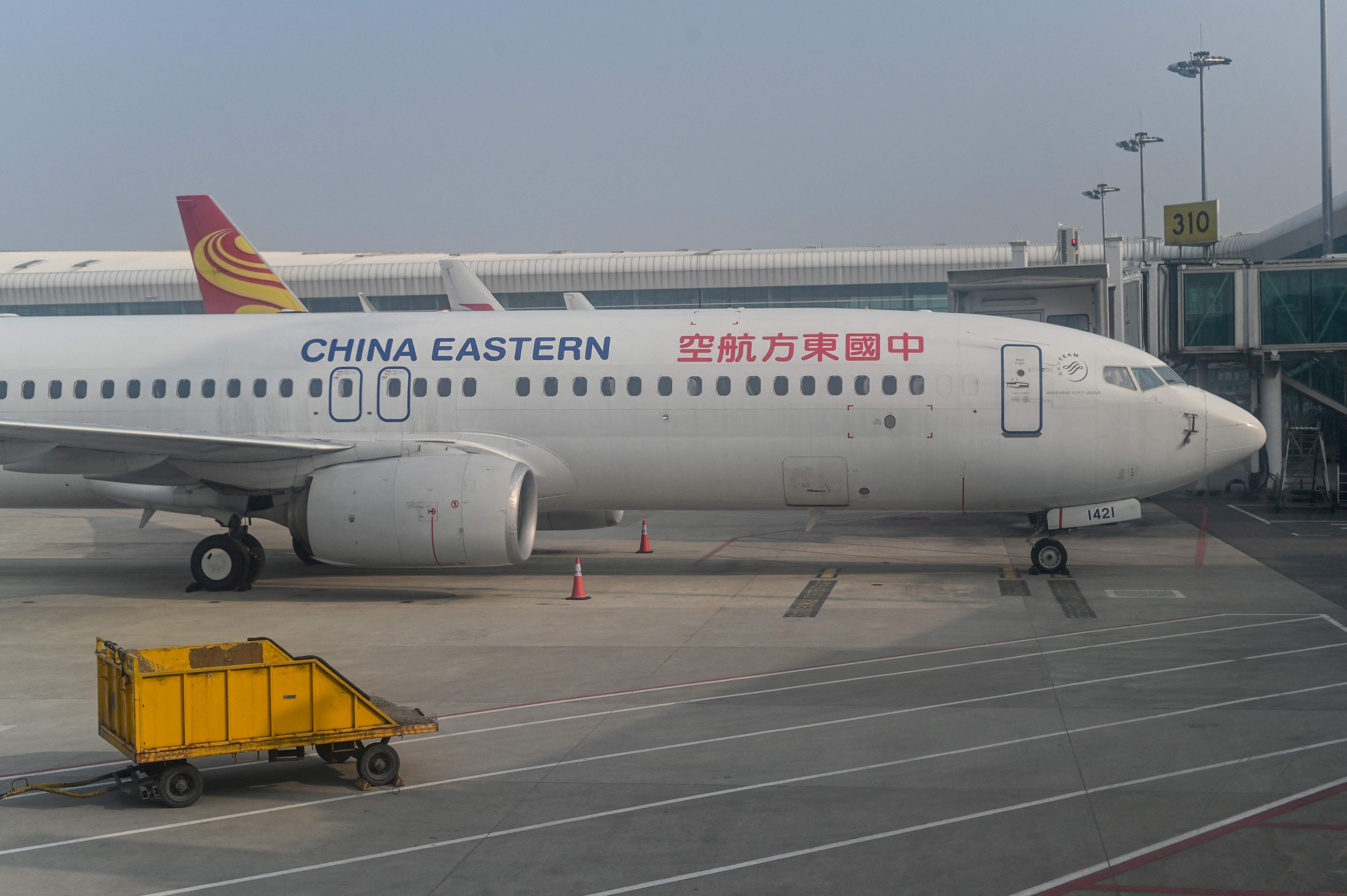 A China Eastern Airlines Boeing 737-800 aircraft parked at Tianhe International Airport in Wuhan, China's central Hubei province