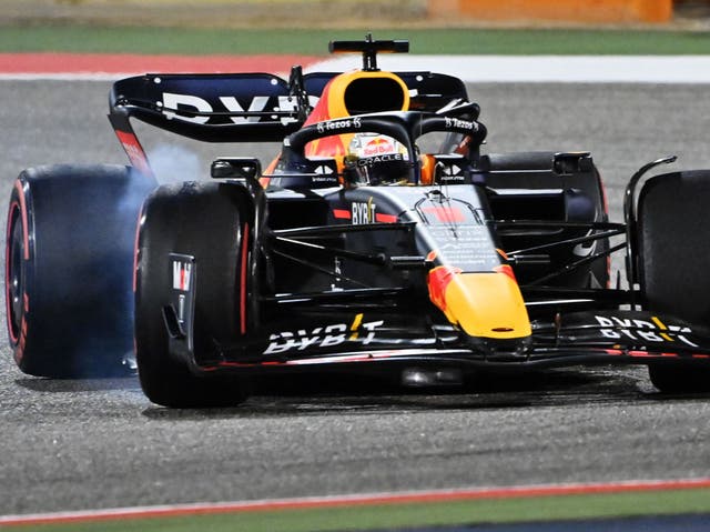 <p>Max Verstappen was forced to retire with two laps remaining in Bahrain </p>