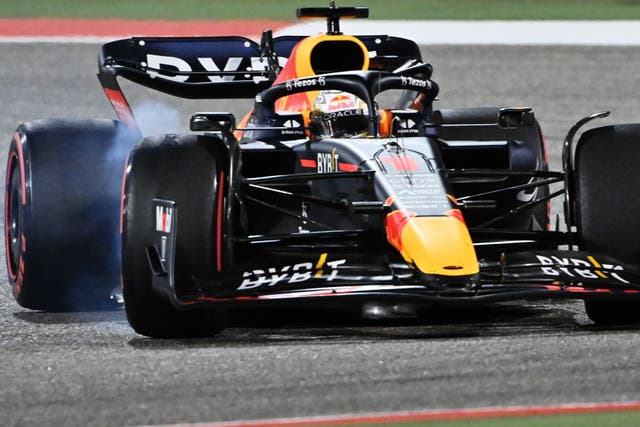 <p>Max Verstappen was forced to retire with two laps remaining in Bahrain </p>