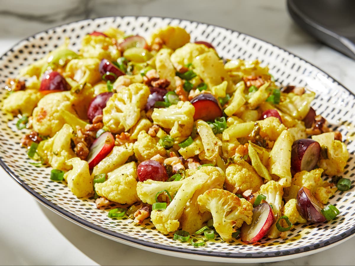 This no-waste curried cauliflower salad has the dressing built in