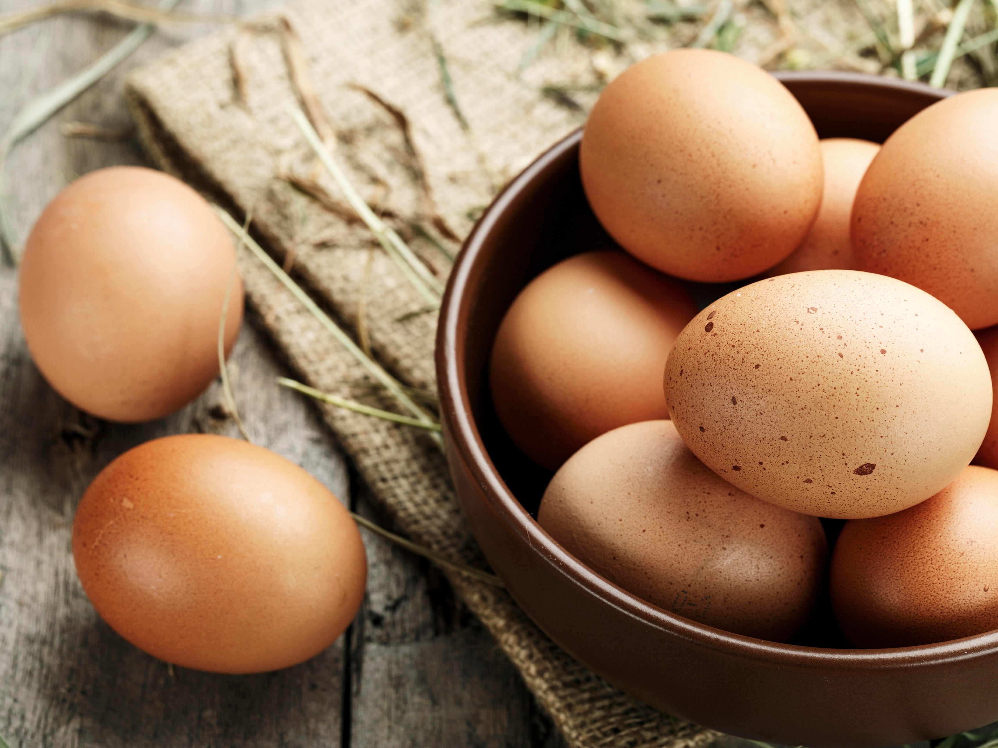 Free-range eggs come from hens which are able to roam freely around a farm yard