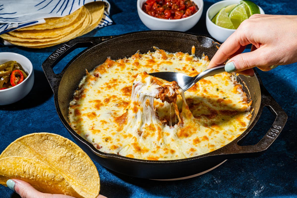 Dip into dinner with this cheesy chorizo and bean skillet