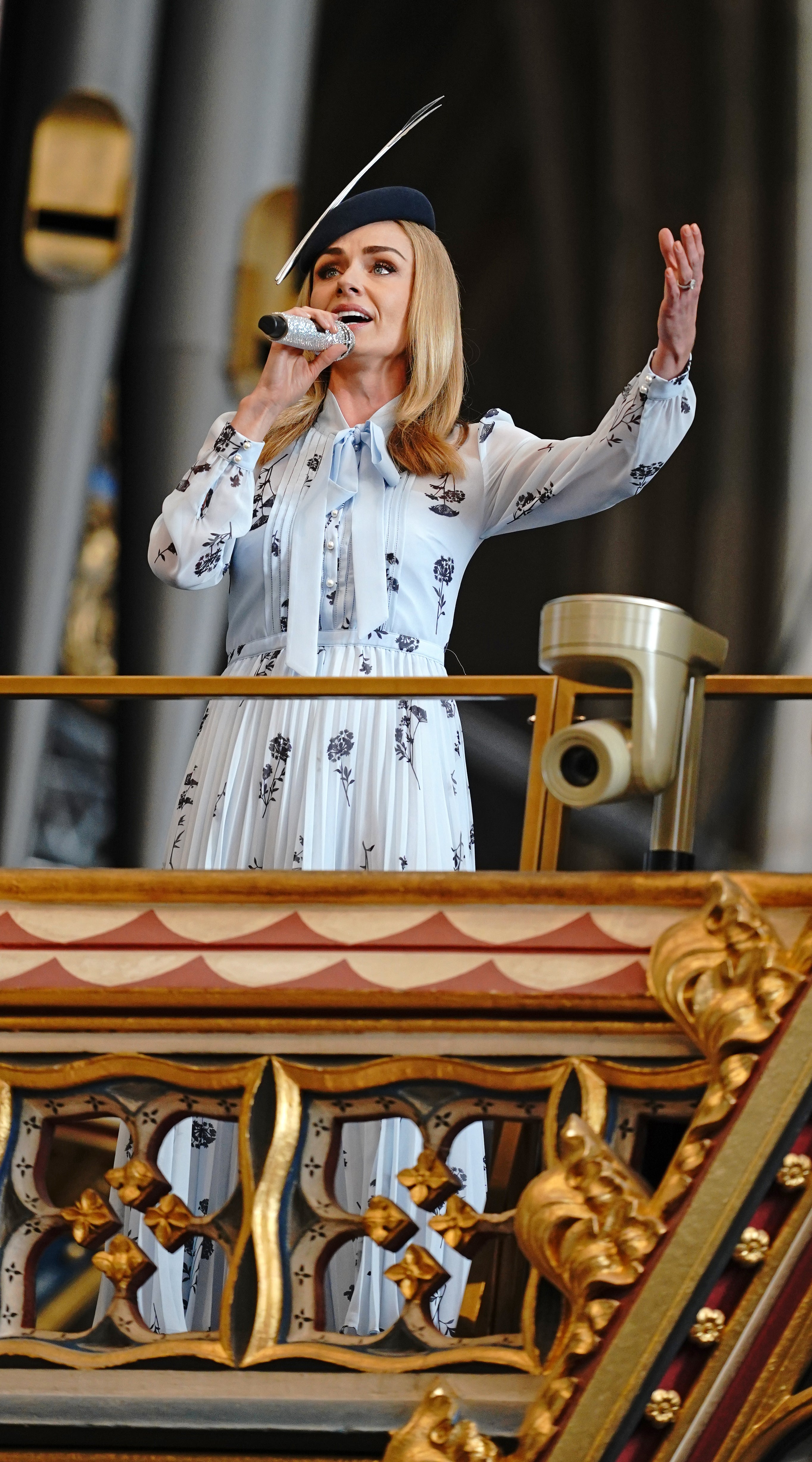 Katherine Jenkins performs We’ll Meet Again during the memorial service. (Yui Mok/PA)