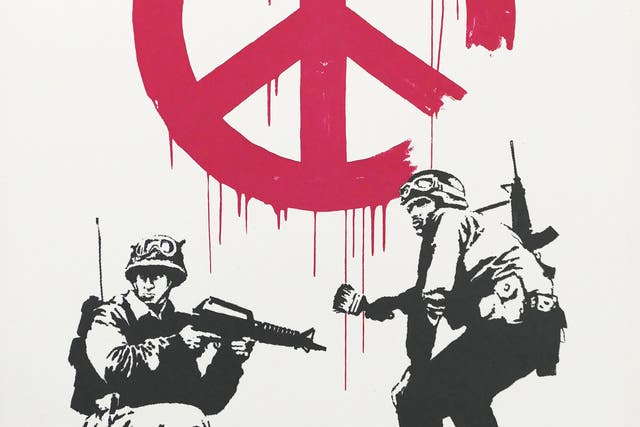 The Banksy work CND Soldiers is being auctioned to raise money for Ukraine (MyArtBroker/PA)