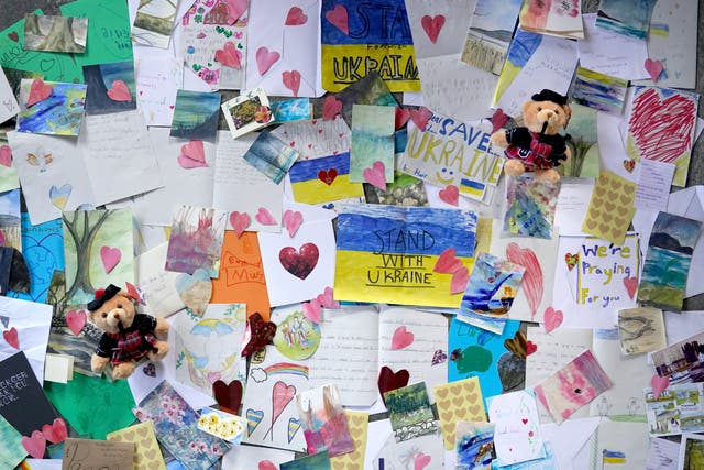 A large number of letters of love and support will be sent with aid to help those caught up in the Ukraine conflict (Andrew Milligan/PA)