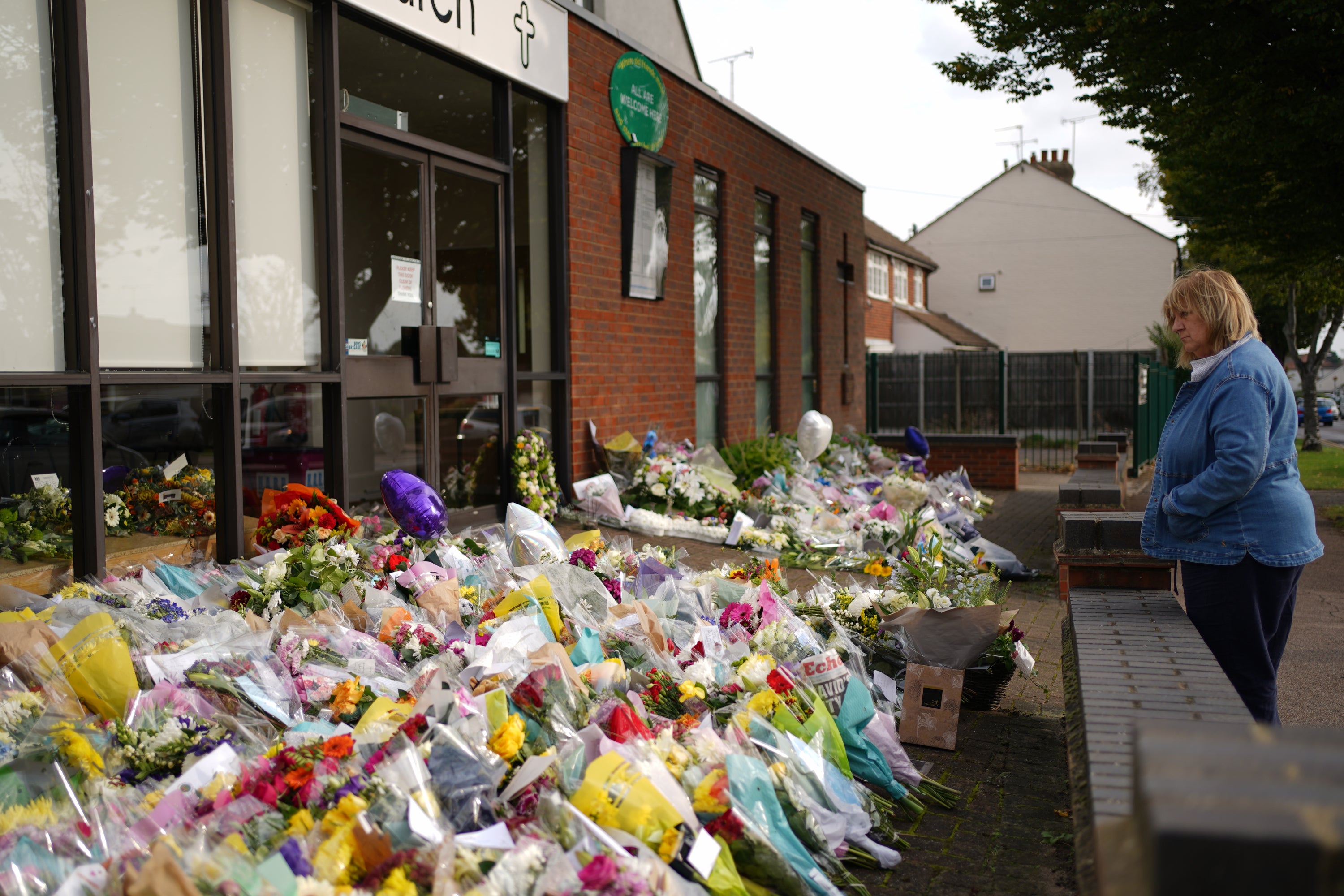 Floral tributes left outside Belfairs Methodist Church in Leigh-on-Sea, Essex (Joe Giddens/PA)