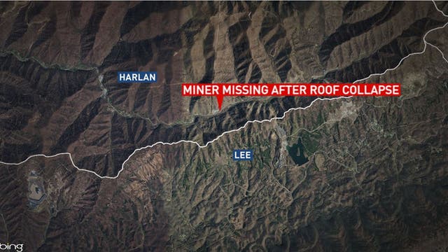 <p>A computer-generated map showing the approximate location of a coal miner who went missing on 20 March, 2022, after the roof of a Kentucky mine caved in</p>